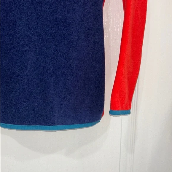 Lands' End Red and Navy Fleece Top 1/4 snap boys size large 10-12 - Picture 2 of 5